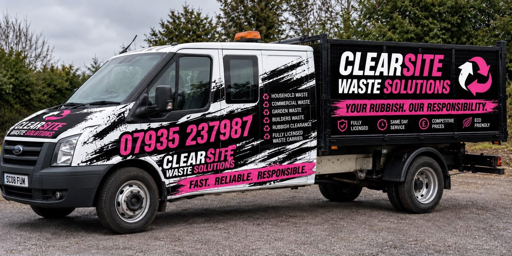 Clearsite Waste Solutions branded waste clearance truck